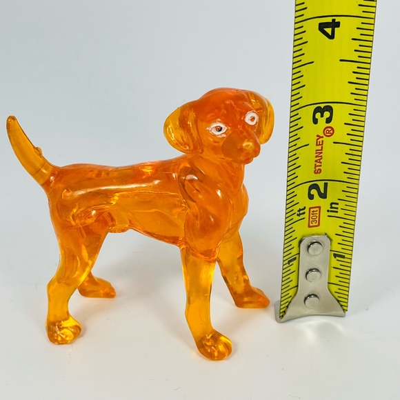 Vintage Clear Orange Plastic Dog Lab Figure Toy Hong Kong - Picture 7 of 7